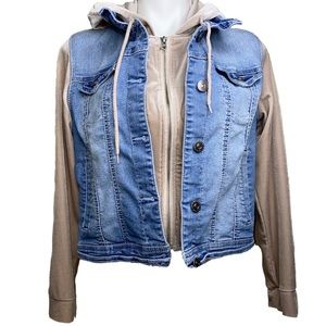 Pink velour & denim jacket